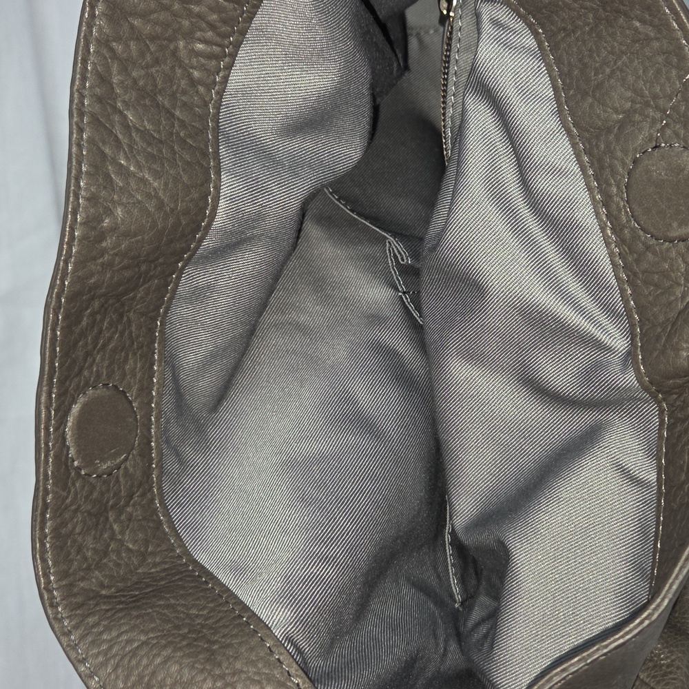 FRYE Smoke Gray Leather Purse With Fringe Tassle HOBO Handbag Shoulder Bag NWT - Picture 6 of 12